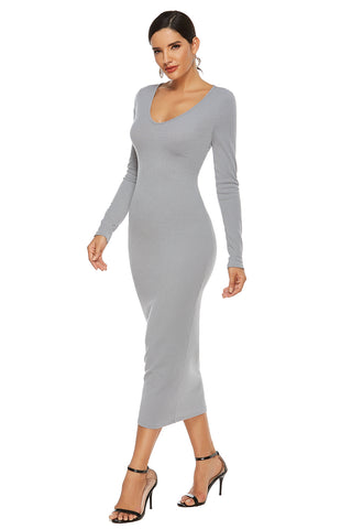 Shop Ribbed Scoop Neck Sweater Dress - High-Quality U.S. Made Women’s Fashion with Free Fast Shipping