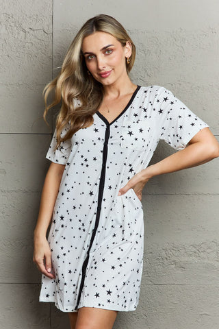 Shop MOON NITE Quilted Quivers Button Down Sleepwear Dress - High-Quality U.S. Made Women’s Fashion with Free Fast Shipping