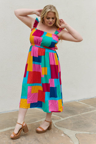 Shop And The Why Multicolored Square Print Summer Dress - High-Quality U.S. Made Women’s Fashion with Free & Fast Shipping