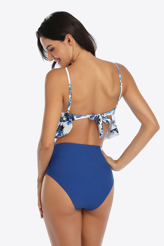 Shop Tropical Print Ruffled Two-Piece Swimsuit - High-Quality U.S. Made Women’s Fashion with Free & Fast Shipping