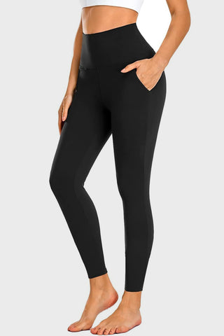 Shop Black Pocketed High Waist Active Leggings - High-Quality U.S. Made Women’s Fashion with Free & Fast Shipping