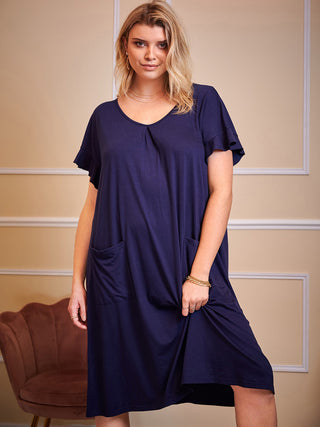 Shop Plus Size Round Neck Short Sleeve Lounge Dress - High-Quality U.S. Made Women’s Fashion with Free Fast Shipping