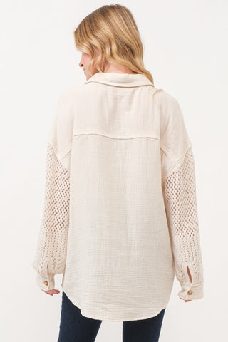 Shop And The Why Texture Button Up Openwork Shirt - High-Quality U.S. Made Women’s Fashion with Free & Fast Shipping