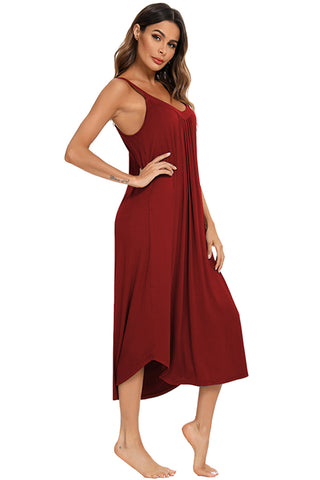 Shop V-Neck Midi Lounge Dress - High-Quality U.S. Made Women’s Fashion with Free Fast Shipping