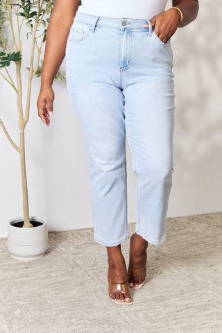 Shop Light BAYEAS Full Size High Waist Straight Jeans - High-Quality U.S. Made Women’s Fashion with Free & Fast Shipping