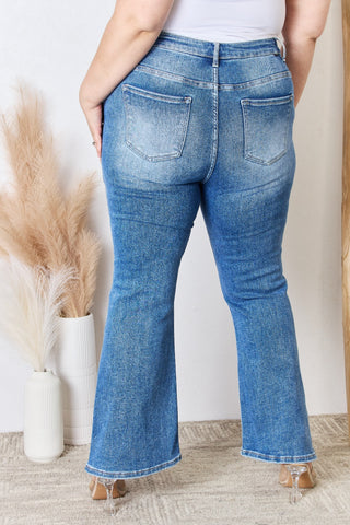 Shop RISEN Full Size High Rise Ankle Flare Jeans - High-Quality U.S. Made Women’s Fashion with Free & Fast Shipping