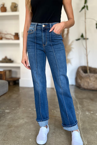 Shop Judy Blue Full Size High Waist Front Seam Detail Straight Jeans - High-Quality U.S. Made Women’s Fashion with Free & Fast Shipping