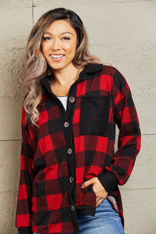 Shop Heimish Make It Last Full Size Contrast Plaid Shacket - High-Quality U.S. Made Women’s Fashion with Free & Fast Shipping