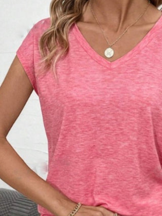 Shop V-Neck Short Sleeve T-Shirt - High-Quality U.S. Made Women’s Fashion with Free & Fast Shipping