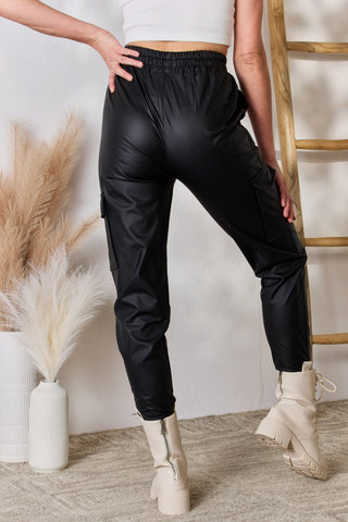 Shop Color 5 Faux Leather Cargo Pants - High-Quality U.S. Made Women’s Fashion with Free & Fast Shipping