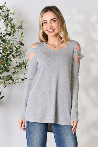 Shop GREY Hailey & Co Cutout Cold Shoulder Long Sleeve Top - High-Quality U.S. Made Women’s Fashion with Free & Fast Shipping