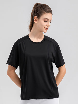 Shop Round Neck Short Sleeve Active Top - High-Quality U.S. Made Women’s Fashion with Free & Fast Shipping