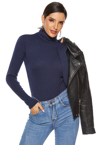 Shop Ribbed Turtleneck Long Sleeve Bodysuit - High-Quality U.S. Made Women’s Fashion with Free & Fast Shipping