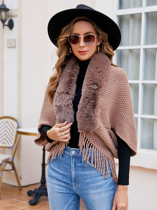 Shop Open Front Fringe Hem Poncho - High-Quality U.S. Made Women’s Fashion with Free Fast Shipping