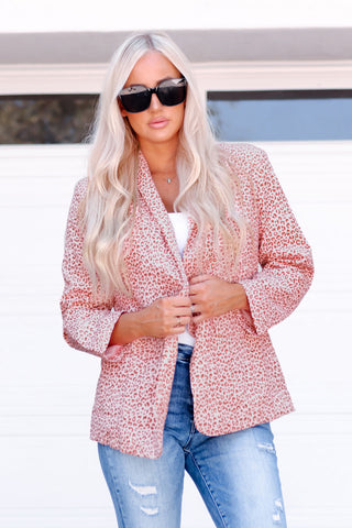 Shop Double Take Leopard Shawl Collar Blazer - High-Quality U.S. Made Women’s Fashion with Free & Fast Shipping