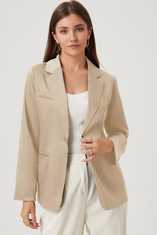 Shop Long Sleeve Lapel Collar Blazer - High-Quality U.S. Made Women’s Fashion with Free & Fast Shipping