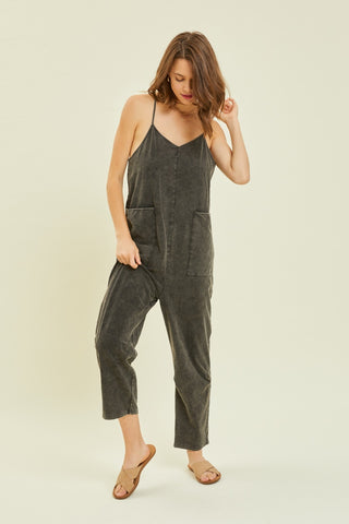 Shop HEYSON Full Size Mineral-Washed Oversized Jumpsuit with Pockets - High-Quality U.S. Made Women’s Fashion with Free & Fast Shipping