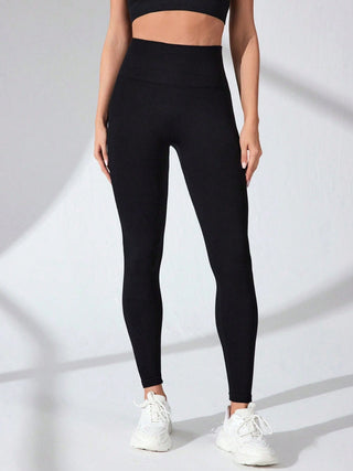 Shop Black High Waist Active Leggings - High-Quality U.S. Made Women’s Fashion with Free & Fast Shipping