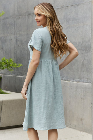 Shop Sweet Lovely By Jen Full Size Button Down Midi Dress - High-Quality U.S. Made Women’s Fashion with Free & Fast Shipping