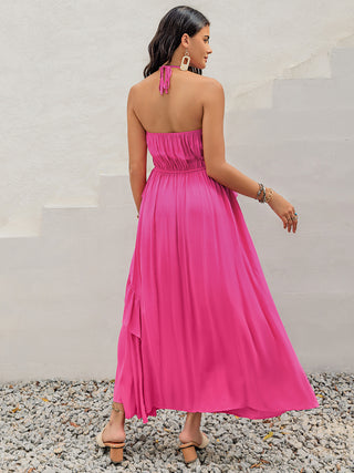 Shop Ruffled Halter Neck Maxi Dress - High-Quality U.S. Made Women’s Fashion with Free Fast Shipping