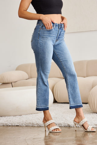 Shop Judy Blue Full Size Release Hem Cropped Bootcut Jeans - High-Quality U.S. Made Women’s Fashion with Free & Fast Shipping