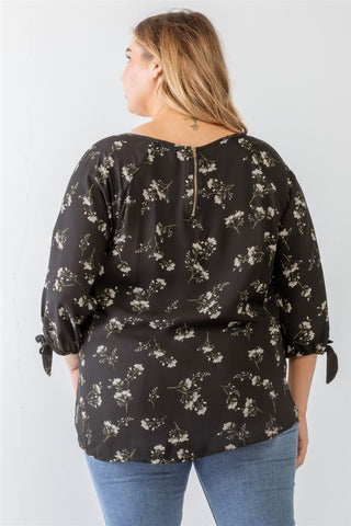 Shop Zenobia Plus Size Floral Round Neck Blouse - High-Quality U.S. Made Women’s Fashion with Free & Fast Shipping