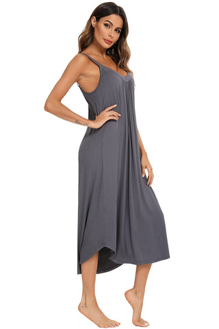 Shop V-Neck Midi Lounge Dress - High-Quality U.S. Made Women’s Fashion with Free Fast Shipping