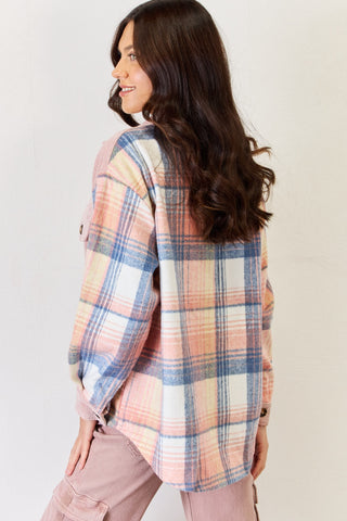 Shop J.NNA Plaid Colorblock Button Down Jacket - High-Quality U.S. Made Women’s Fashion with Free & Fast Shipping