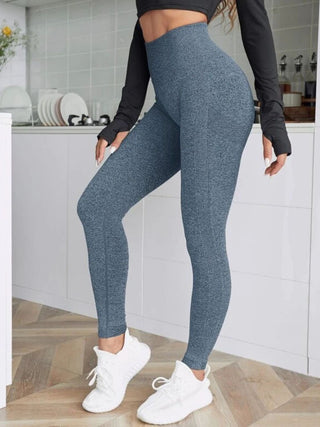 Shop French Blue High Waist Active Leggings - High-Quality U.S. Made Women’s Fashion with Free & Fast Shipping