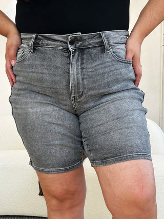 Shop Judy Blue Full Size High Waist Washed Denim Shorts - High-Quality U.S. Made Women’s Fashion with Free Fast Shipping