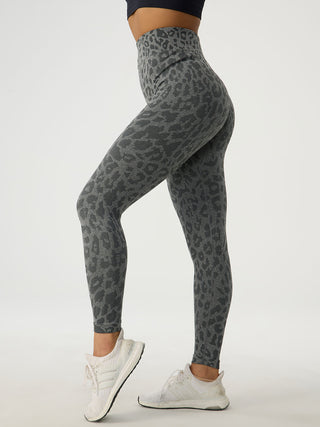 Shop Dark Gray Leopard High Waist Active Pants - High-Quality U.S. Made Women’s Fashion with Free & Fast Shipping