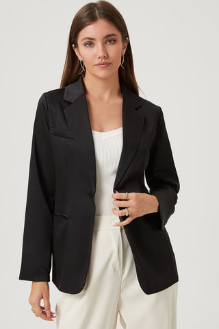 Shop Black Long Sleeve Lapel Collar Blazer - High-Quality U.S. Made Women’s Fashion with Free & Fast Shipping