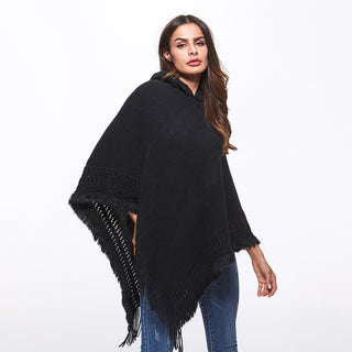 Shop Openwork Fringe Hem Hooded Poncho - High-Quality U.S. Made Women’s Fashion with Free Fast Shipping