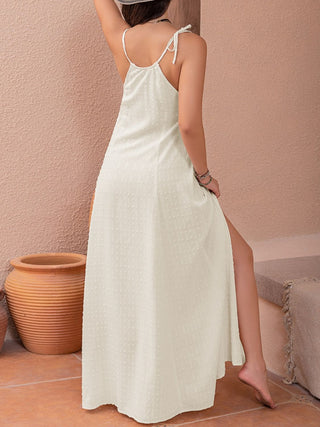 Shop Swiss Dot Cutout Sleeveless Maxi Dress - High-Quality U.S. Made Women’s Fashion with Free Fast Shipping