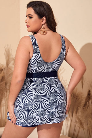 Shop Plus Size Printed Sleeveless Top and Shorts Swim Set - High-Quality U.S. Made Women’s Fashion with Free Fast Shipping