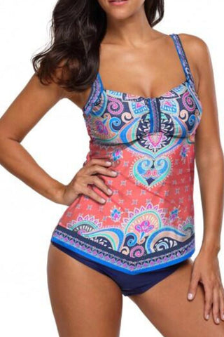 Shop Printed Adjustable Strap Tankini Set - High-Quality U.S. Made Women’s Fashion with Free & Fast Shipping