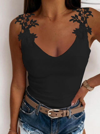 Shop Full Size Lace Detail Scoop Neck Tank - High-Quality U.S. Made Women’s Fashion with Free Fast Shipping