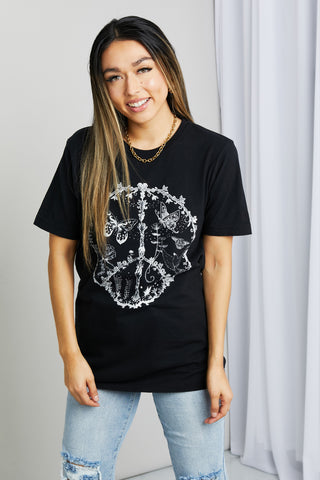 Shop Black mineB Full Size Butterfly Graphic Tee Shirt - High-Quality U.S. Made Women’s Fashion with Free & Fast Shipping