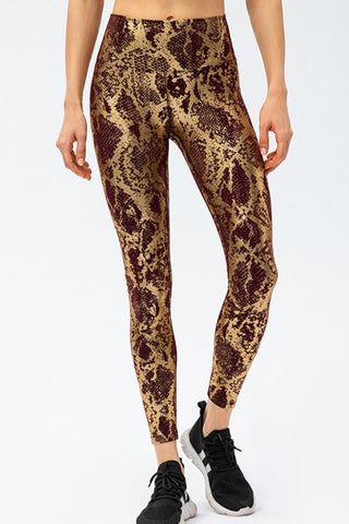 Shop Caramel Animal Print Slim Fit Wide Waistband Long Sports Pants - High-Quality U.S. Made Women’s Fashion with Free & Fast Shipping