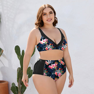 Shop Plus Size Floral High Waist Two-Piece Swim Set - High-Quality U.S. Made Women’s Fashion with Free Fast Shipping