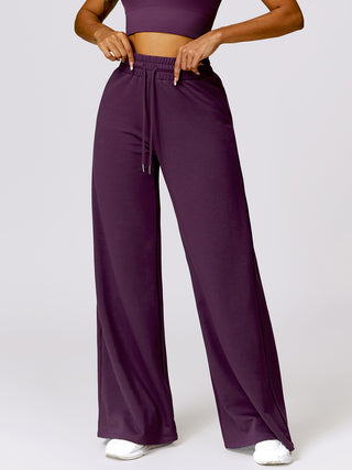 Shop Deep Purple Drawstring High Waist Active Pants - High-Quality U.S. Made Women’s Fashion with Free & Fast Shipping