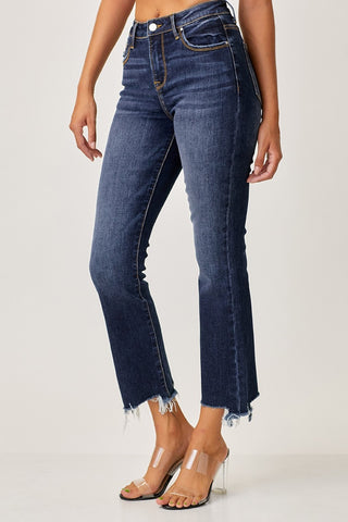 Shop Risen Full Size Frayed Hem Cropped Straight Jeans - High-Quality U.S. Made Women’s Fashion with Free & Fast Shipping