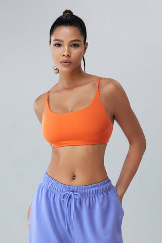 Shop Orange Crisscross Spaghetti Strap Active Bra - High-Quality U.S. Made Women’s Fashion with Free & Fast Shipping