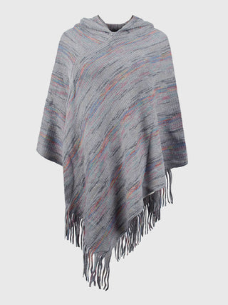 Shop Fringe Hem Hooded Poncho - High-Quality U.S. Made Women’s Fashion with Free Fast Shipping