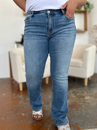 Shop Judy Blue Full Size Mid-Rise Waist Straight Jeans - High-Quality U.S. Made Women’s Fashion with Free & Fast Shipping