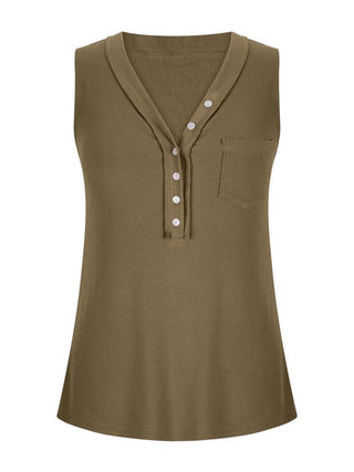 Shop V-Neck Wide Strap Tank - High-Quality U.S. Made Women’s Fashion with Free & Fast Shipping