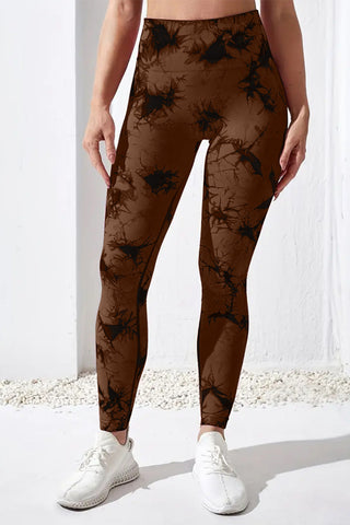 Shop Brown Printed High Waist Active Pants - High-Quality U.S. Made Women’s Fashion with Free & Fast Shipping