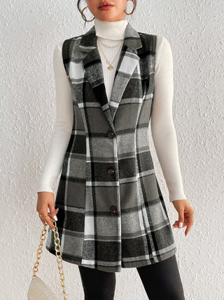 Shop Honey Plaid Button Up Vest Coat - High-Quality U.S. Made Women’s Fashion with Free Fast Shipping