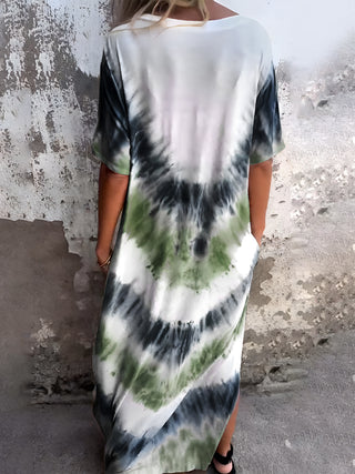 Shop Full Size Pocketed Tie-Dye Short Sleeve Dress - High-Quality U.S. Made Women’s Fashion with Free & Fast Shipping