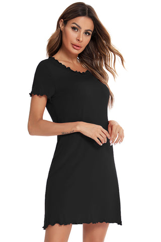 Shop Round Neck Short Sleeve Lounge Dress - High-Quality U.S. Made Women’s Fashion with Free Fast Shipping